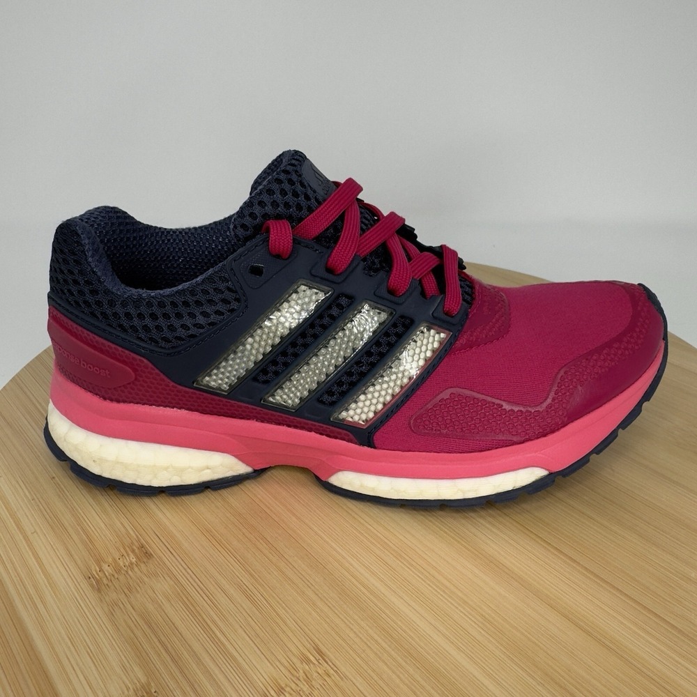 Adidas Response Boost 2 Trainers Running Sneakers Womens 3 1/2 Pink Blue Lace Up